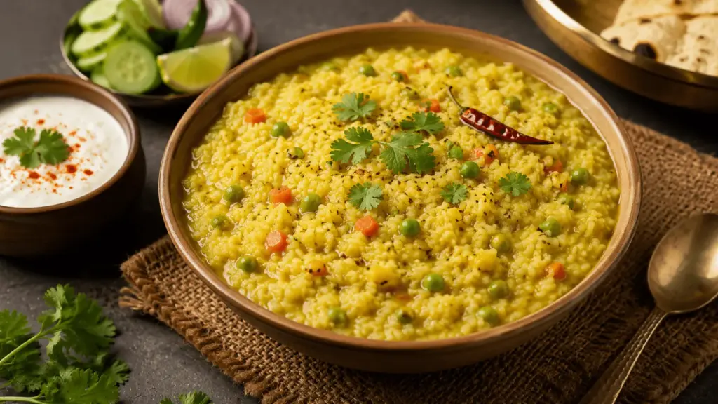 15-Min Low-Calorie Indian Dinner Recipes: Healthy Moong Dal Khichdi with Vegetables for Light Indian Dinner Ideas