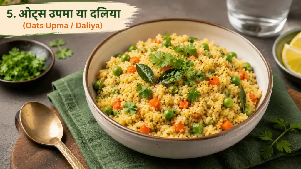 15-Min Low-Calorie Indian Dinner Recipes: Healthy Oats Upma or Daliya with Vegetables for Quick Indian Dinner Ideas