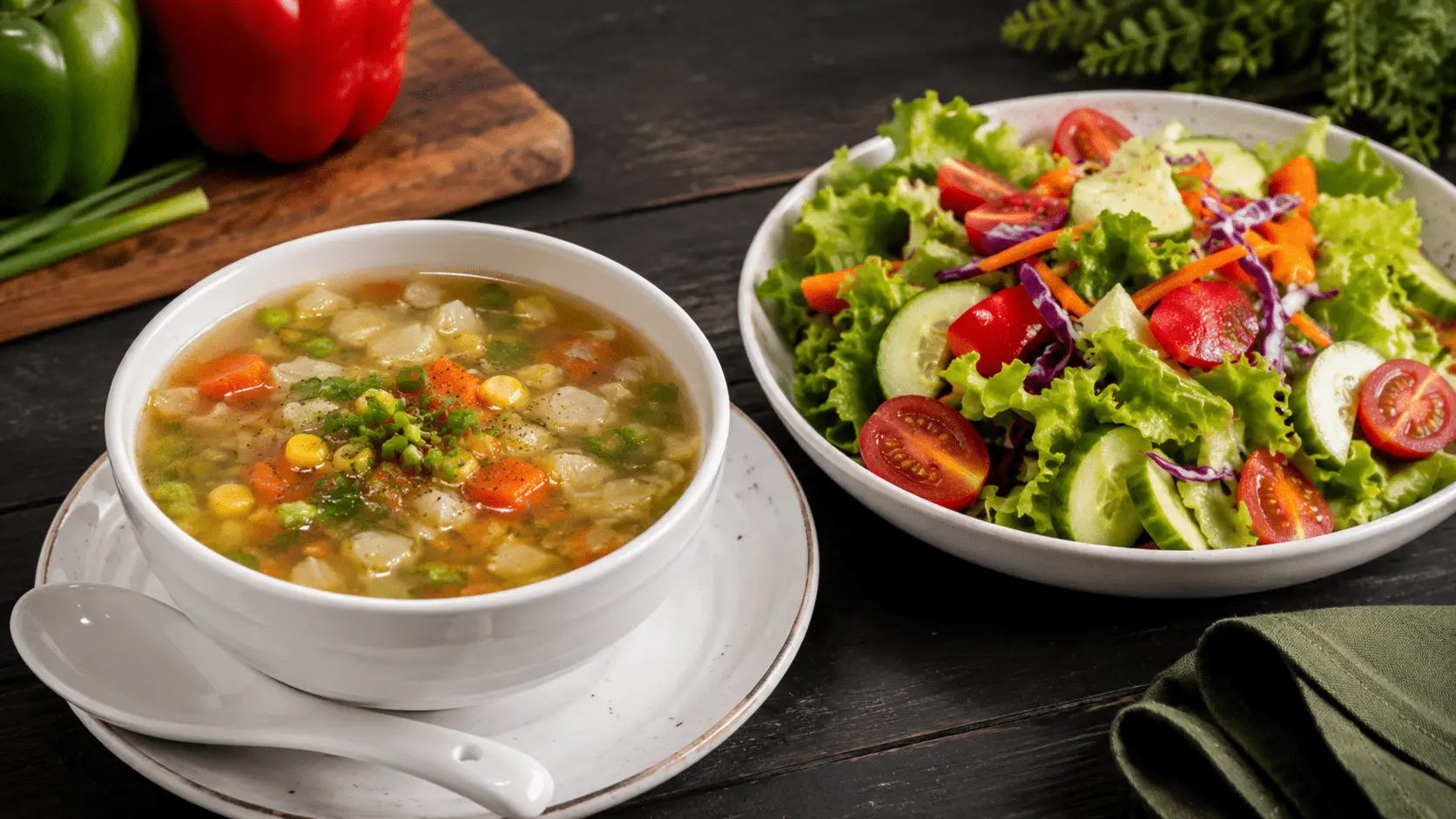 15-Min Low-Calorie Indian Dinner Recipes: Healthy Veg Soup & Fresh Salad Bowl for Light Dinner Ideas