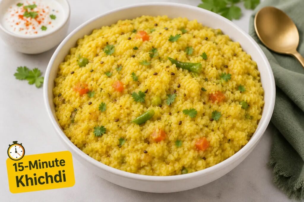 Office Lunch Ideas: 15-Minute Khichdi with Rice and Moong Dal for a Healthy Comforting and Easy Indian Meal