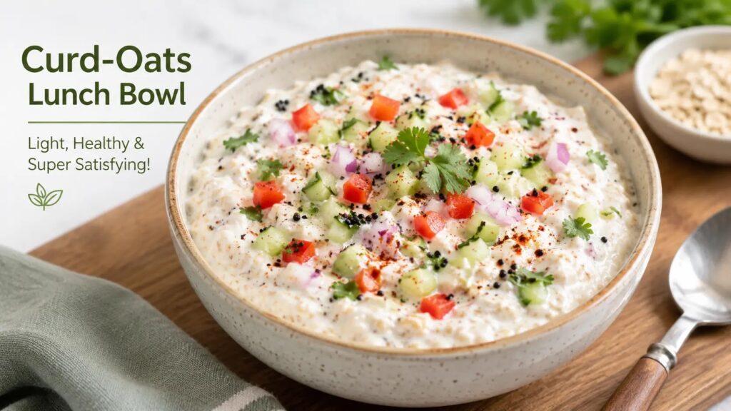Healthy Curd and Oats Lunch Bowl for Office Lunch, Quick Easy Nutritious Meal Recipe