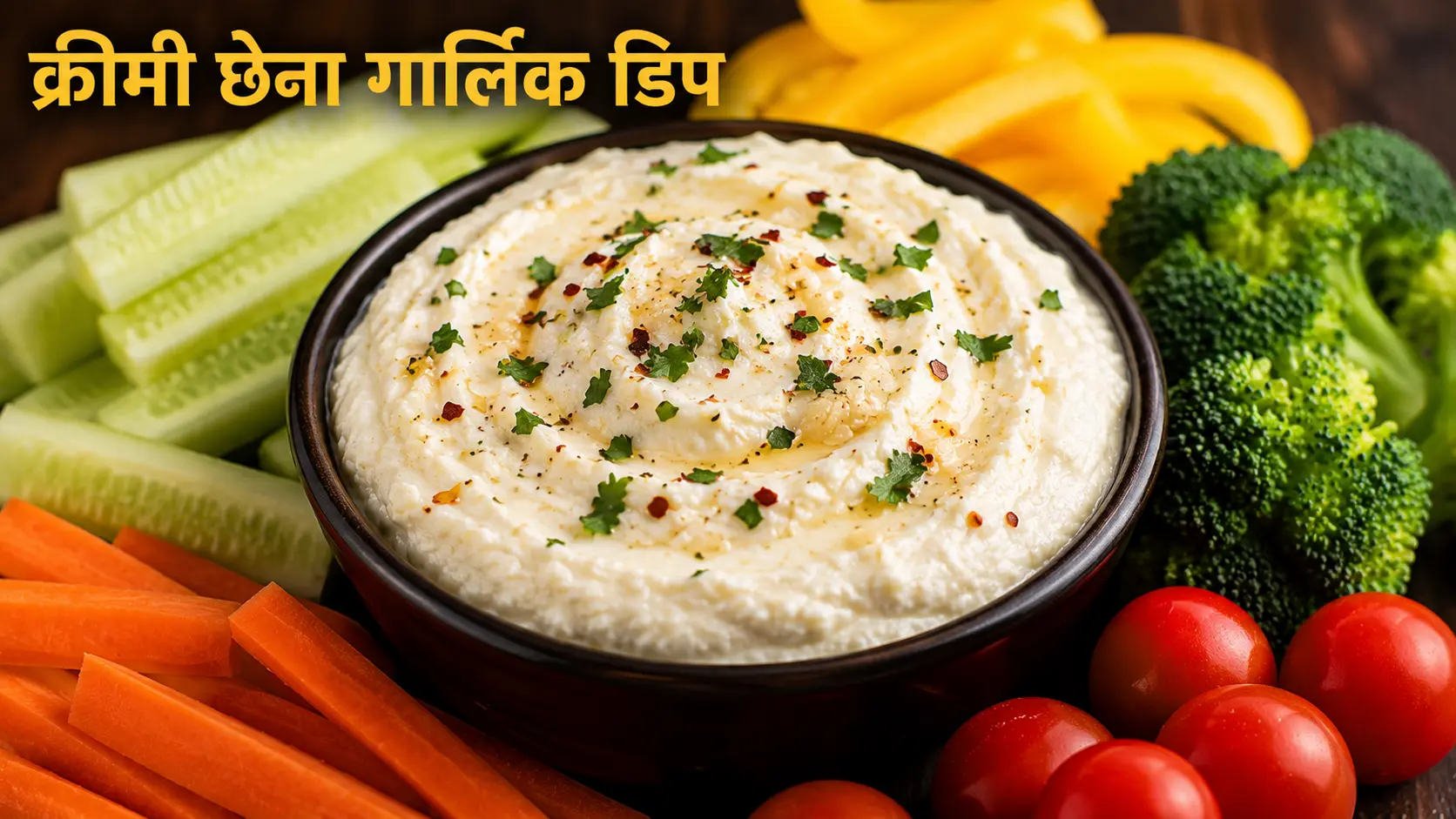 दूध फट गया तो उससे तैयार किया गया क्रीमी छेना गार्लिक डिप