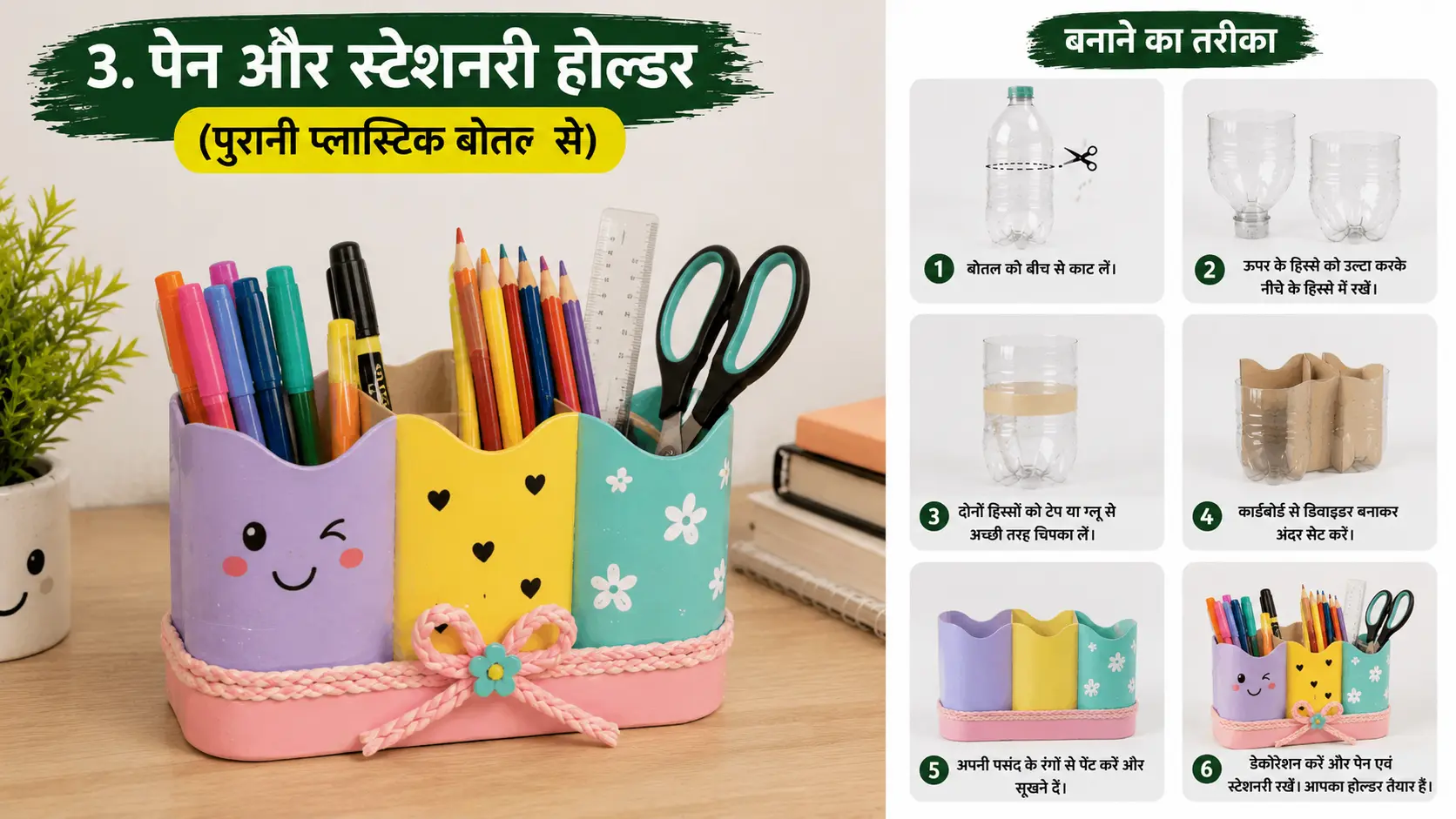 प्लास्टिक बोतल रीयूज़ आइडियाज़, DIY पेन होल्डर, स्टेशनरी होल्डर आइडिया, पुरानी बोतल से क्राफ्ट, प्लास्टिक बोतल DIY, बेस्ट आउट ऑफ वेस्ट, recycled bottle craft, homemade stationery organizer, waste bottle reuse, creative bottle craft