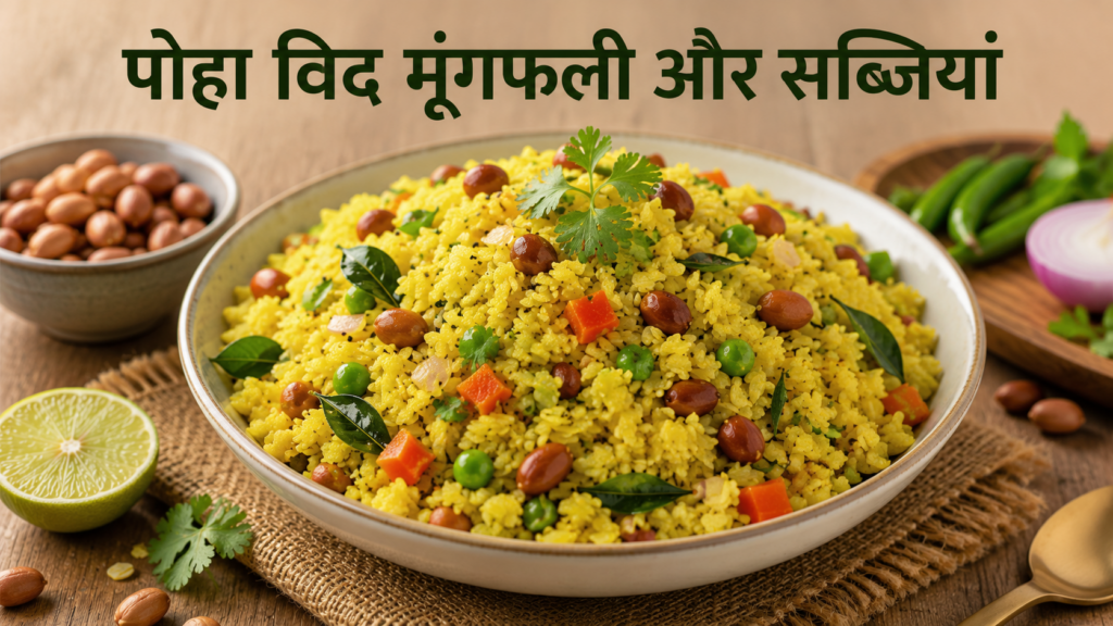 पोहा विद मूंगफली और सब्जियां – आसान और टेस्टी Breakfast Recipes Indian Dish