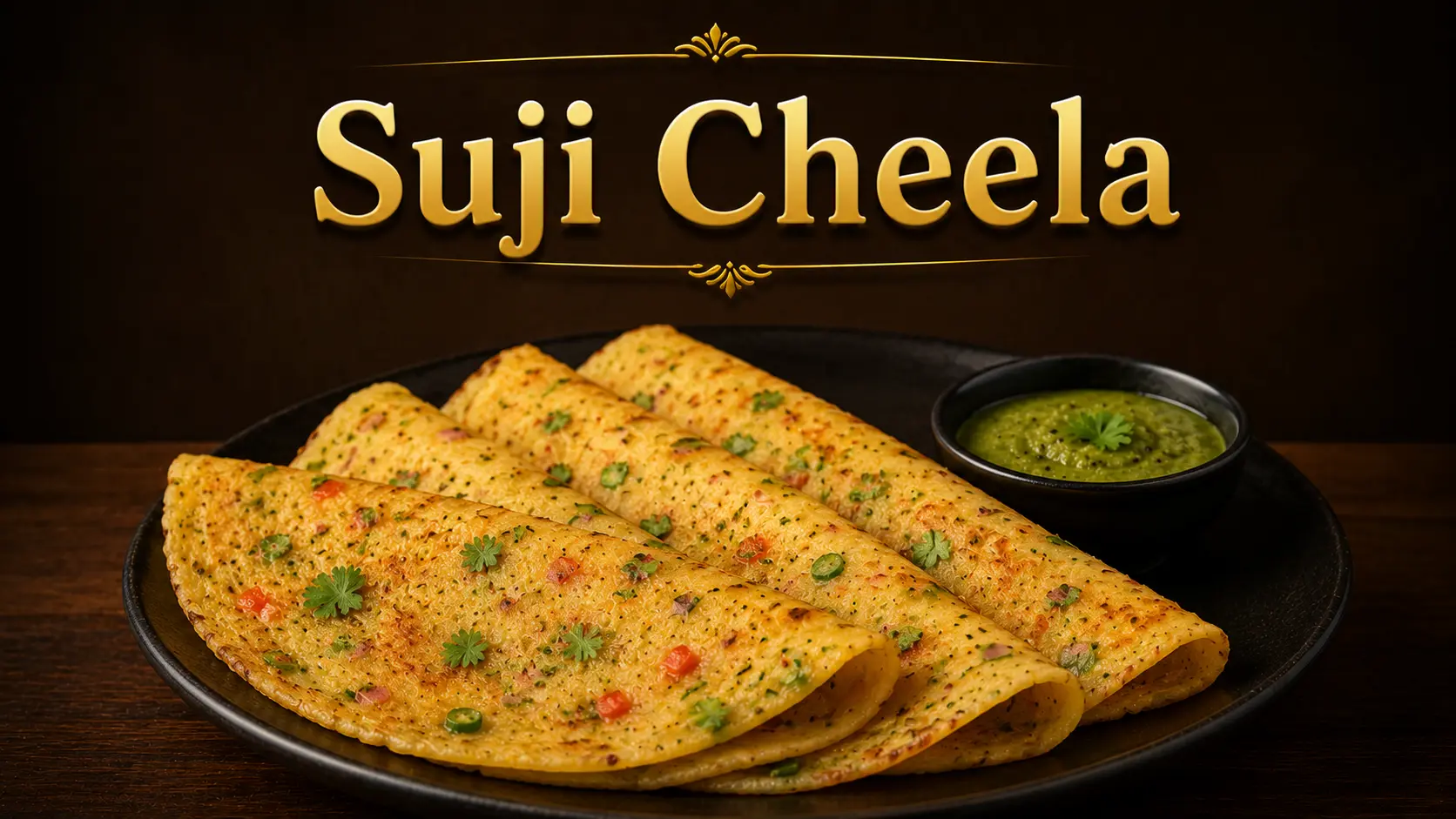 soft suji cheela made with semolina and vegetables as a quick kids snack
