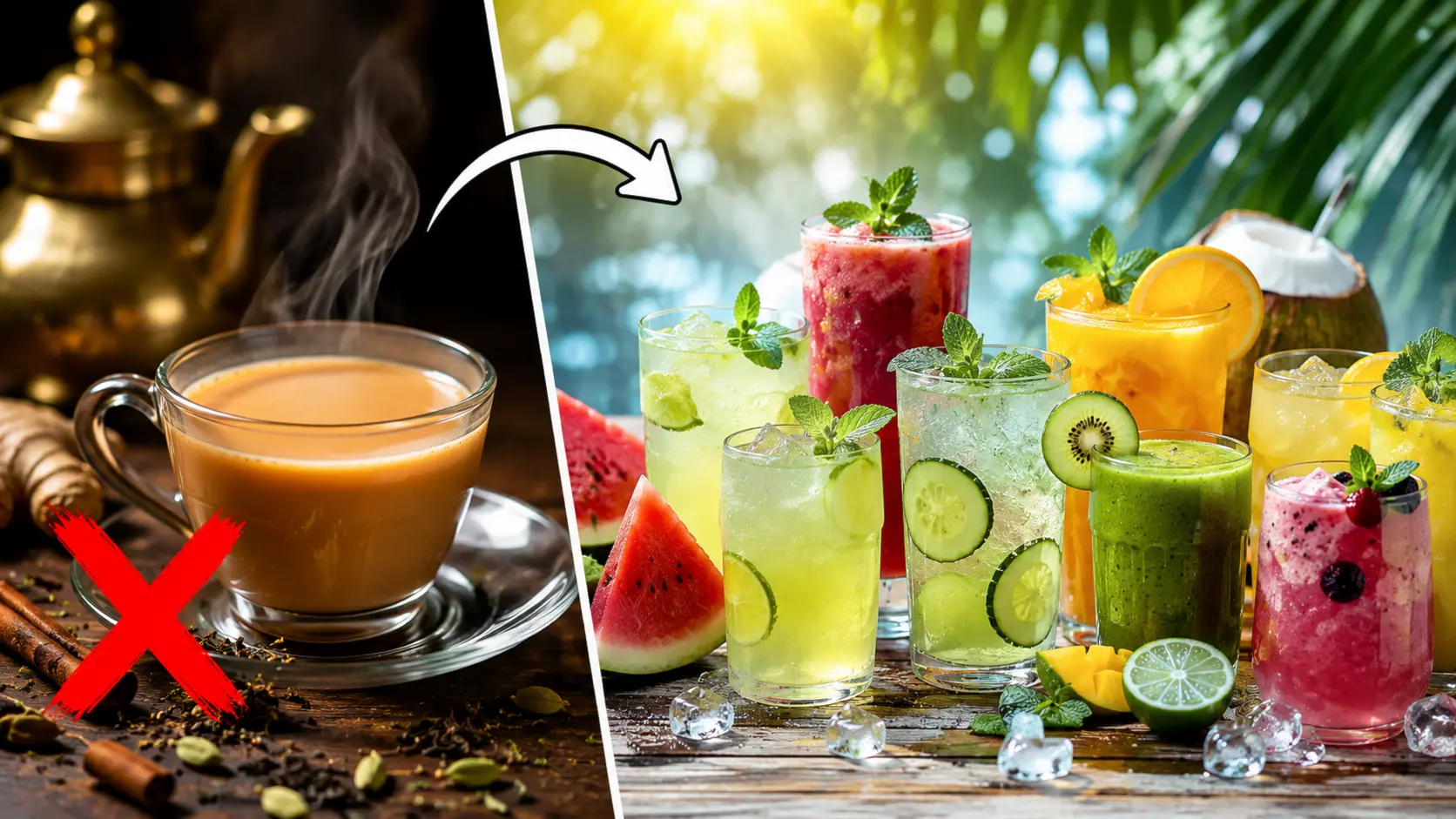 गर्मी में चाय छोड़ें और 10 refreshing summer drinks की लिस्ट दिखाने वाला ब्लॉग थंबनेल