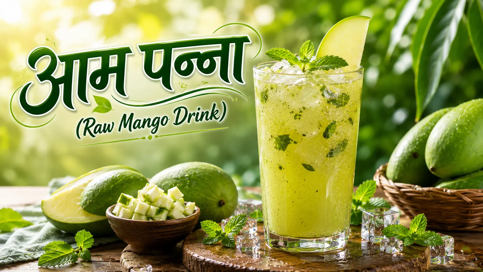 कच्चे आम, पुदीना और बर्फ के साथ पारंपरिक Aam Panna एक Refreshing Summer Drink के रूप में