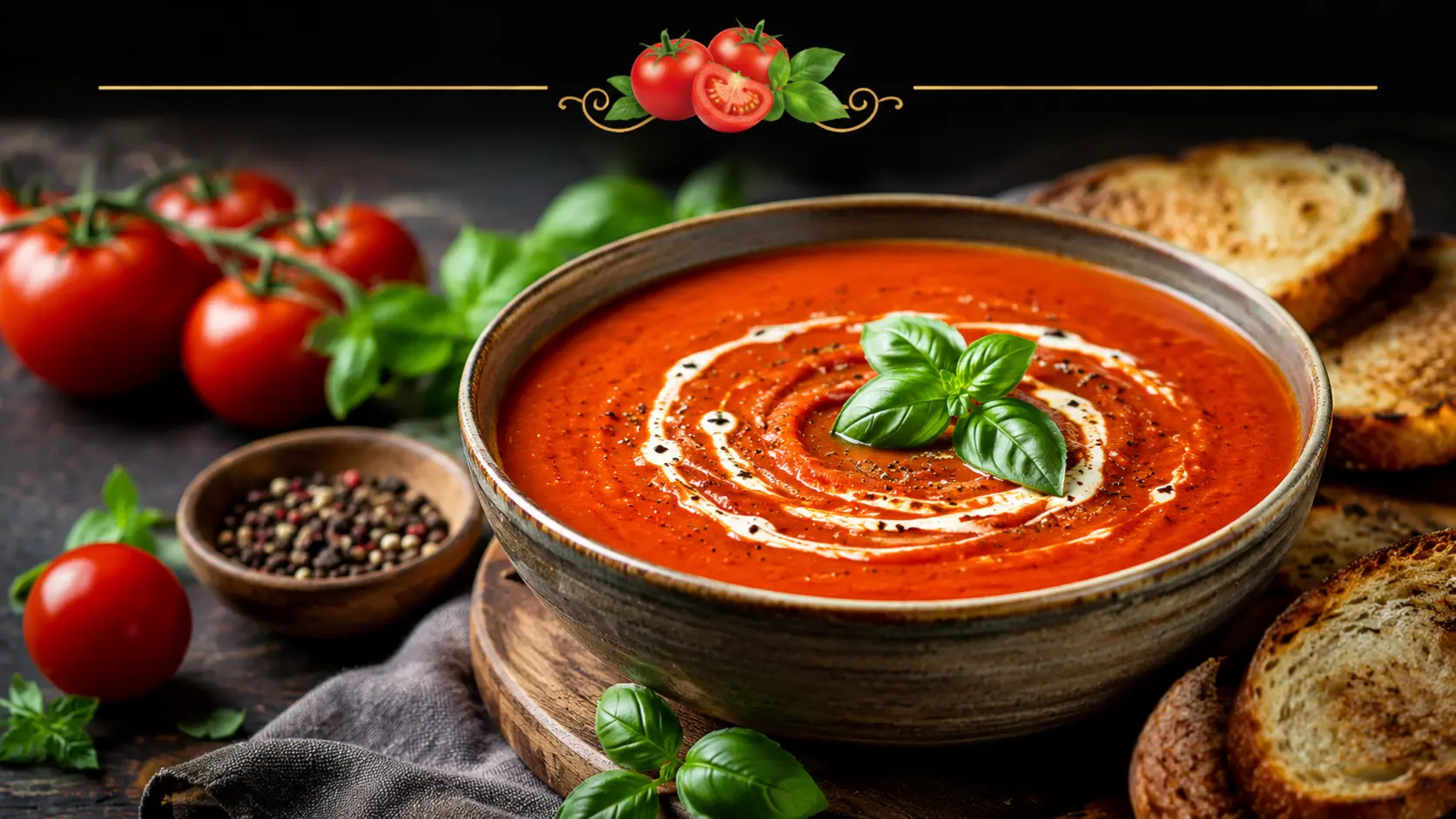 Easy soup recipes में शामिल घर पर बना टमाटर सूप, हल्का खट्टा-मीठा और गरमागरम परोसा हुआ