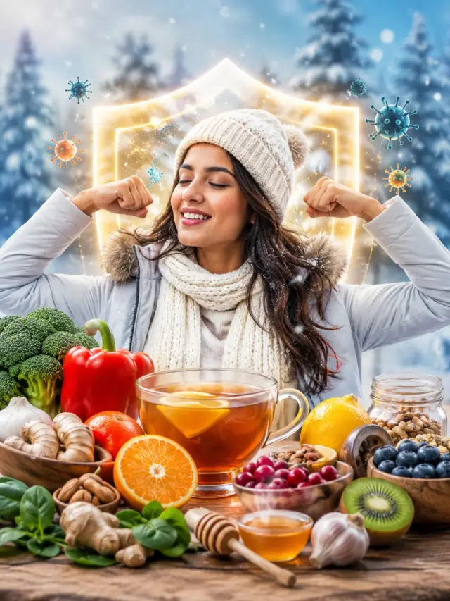 सर्दियों में इम्युनिटी बढ़ाने वाले आसान Foods & Habits पर आधारित वेब स्टोरी थंबनेल