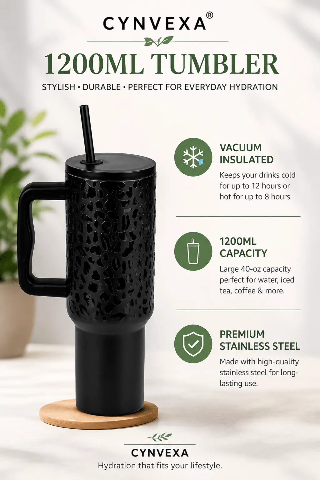 Healthy Lifestyle Black Tumbler
