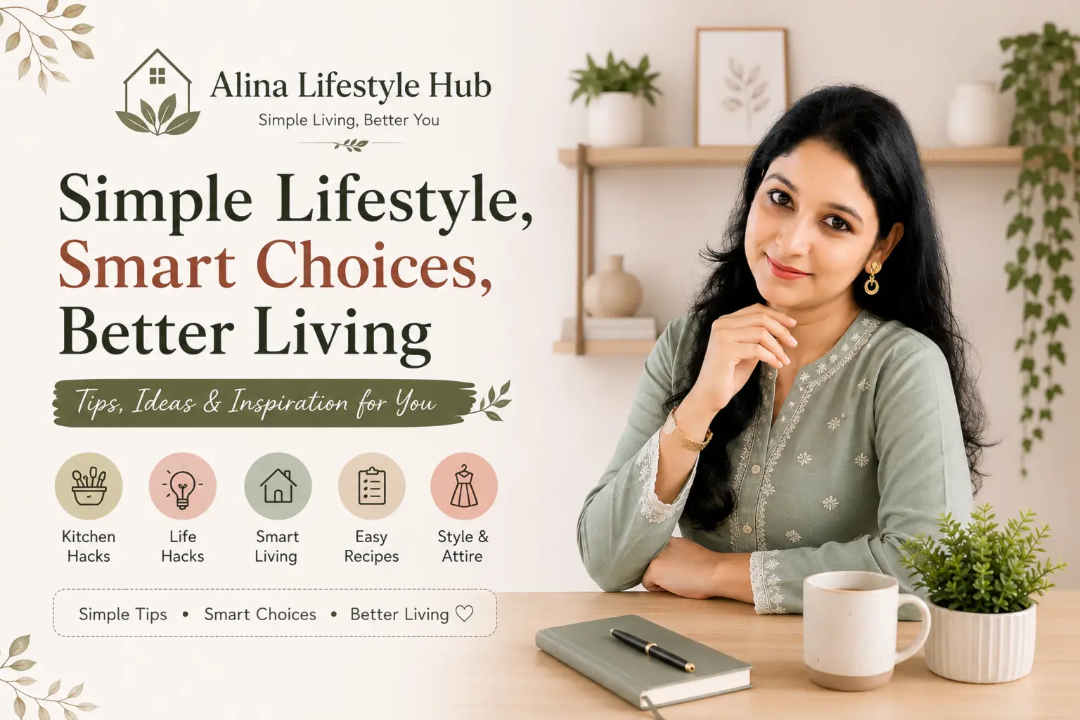 Alina Lifestyle Hub banner featuring lifestyle tips, kitchen hacks, life hacks, smart living ideas and style inspiration.