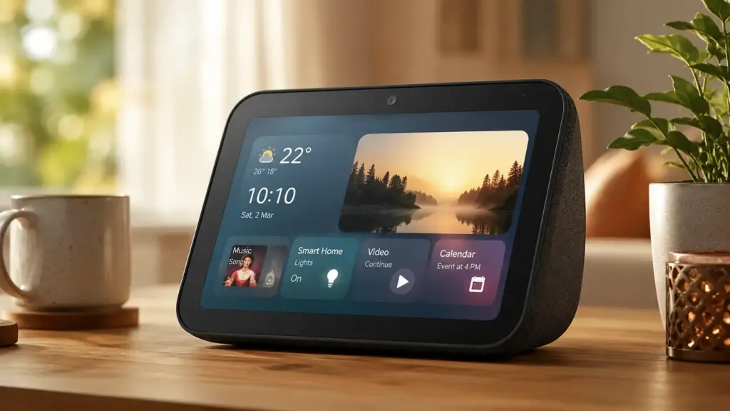 Explore the Amazon Echo Show 8 Speaker Review featuring Alexa, HD touchscreen display, premium sound quality, smart home controls, video calling, and modern smart home functionality.