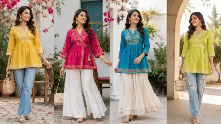 2026 ka short kurti fashion trend with jeans, palazzo aur skirts styling ideas for modern ethnic look