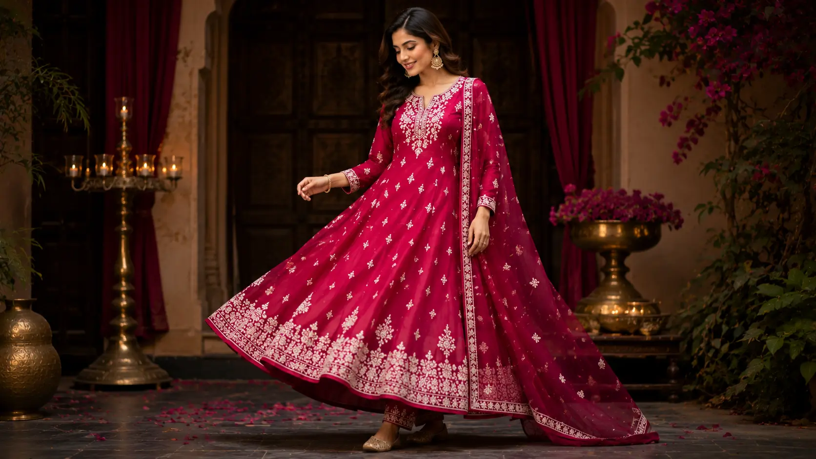 महिलाओं के लिए Silk Chikankari Kurta Set, रिच और एलीगेंट लुक वाला फेस्टिव और पार्टी वियर एथनिक आउटफिट
