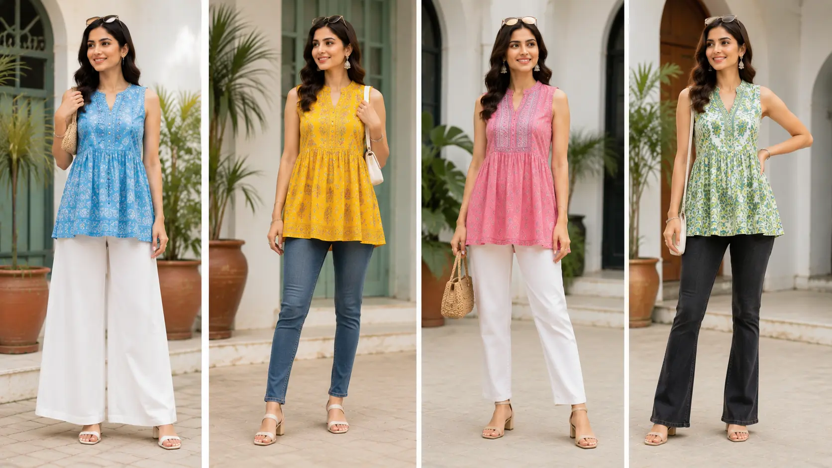 Sleeveless short kurti summer ka comfortable aur trendy fashion outfit, 2026 ka lightweight ethnic style look