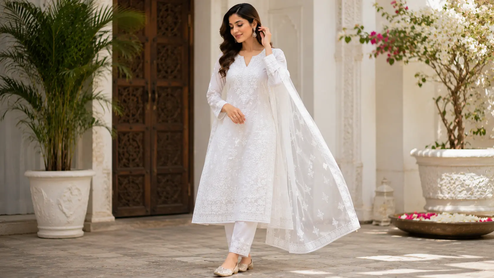 महिलाओं के लिए White Chikankari Kurta Set, क्लासिक और एलीगेंट सफेद एथनिक आउटफिट जो हर मौके के लिए परफेक्ट है
