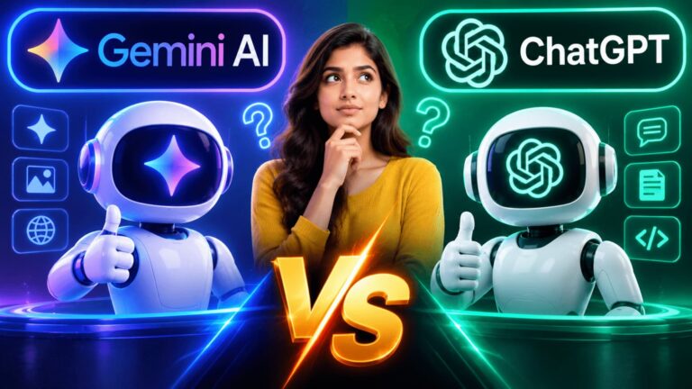 Gemini AI vs ChatGPT 2026 तुलना – फीचर्स, प्राइसिंग, कंटेंट राइटिंग और कोडिंग की तुलना